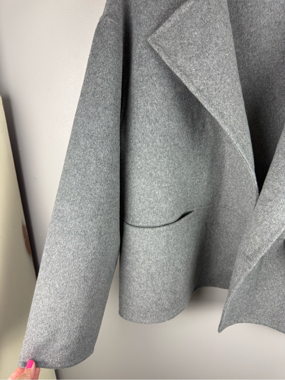Liz Claiborne Womens Heather Grey Wool Blend Open Front Jacket New SZ XL Winter - Picture 6 of 9